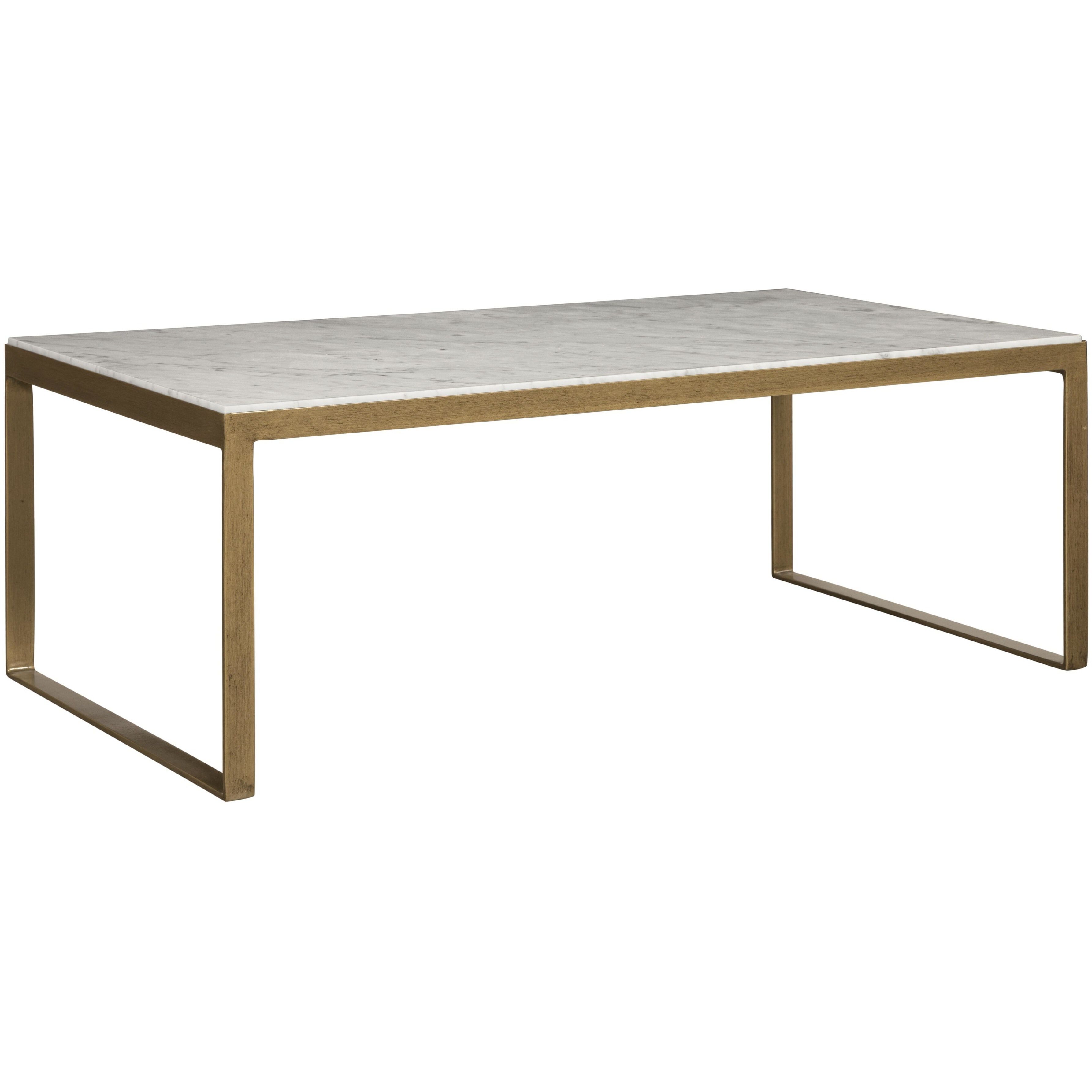 Evert 47 X 23.5 inch White / Antique Brass Coffee Table, High